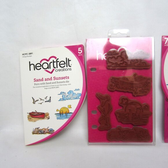 Heartfelt Creations Sand and Sunsets Landscape Cling Stamps & Craft Bies NEW - Picture 2 of 5